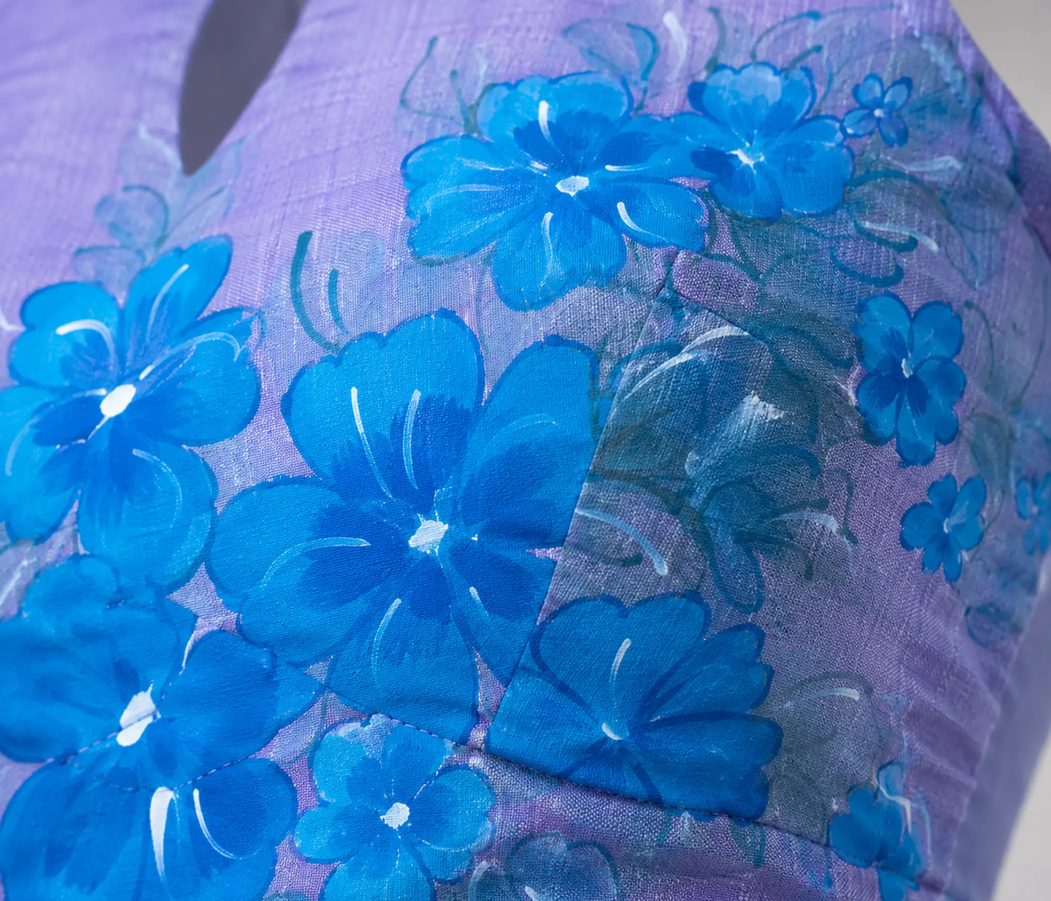 Hand-Painted Periwinkle Blue Halter Trendy Blouse with Front Neck Designs